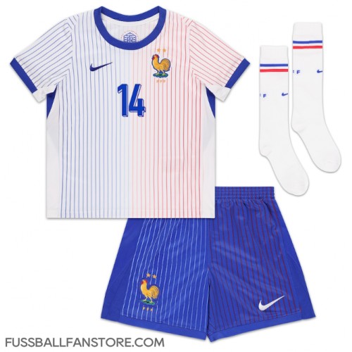 Frankreich Adrien Rabiot #14 Replik Auswärtstrikot Kinder EM 2024 Kurzarm (+ Kurze Hosen)